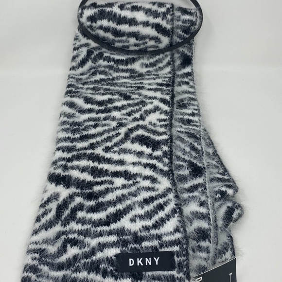 DKNY Fuzzy Animal Print Beanie Hat and Scarf Set - Picture 5 of 15